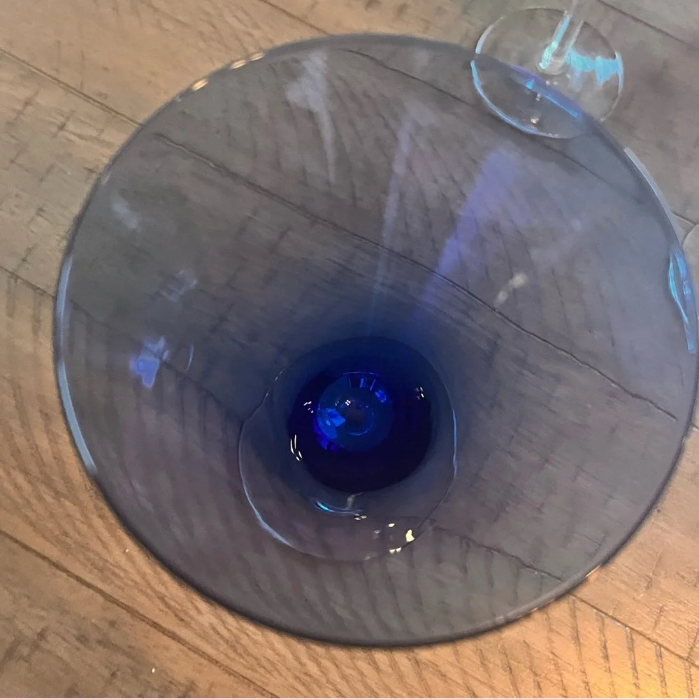 Crate & Barrel Blue Rhapsody Krosno Champagne Glasses, 8 7/8” Tall set of 4